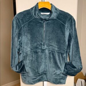 DSG Girls Dark Green Velour 1/2 Zip-Up XL